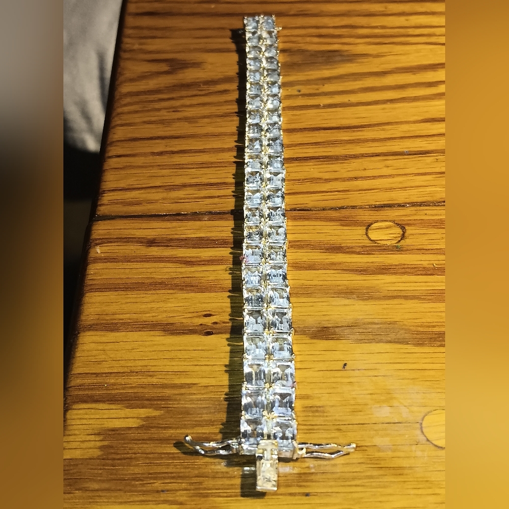 Over 50ct. Natural Aquamarine Sterling Bracelet